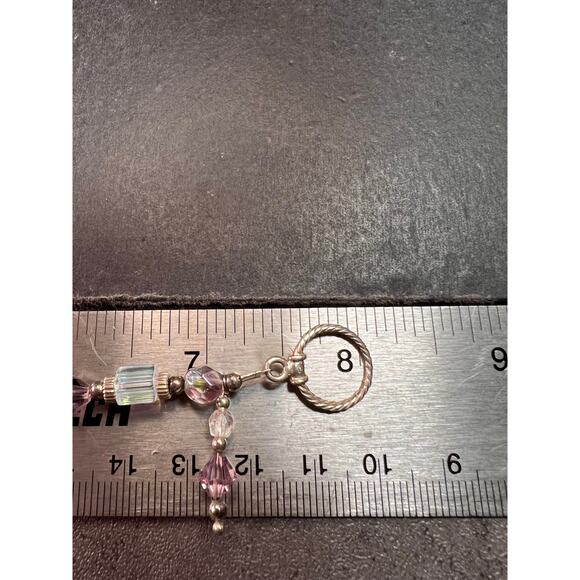 Vintage Sterling Silver Toggle Bracelet with Purple Crystal & Lampwork Beads - Picture 12 of 12